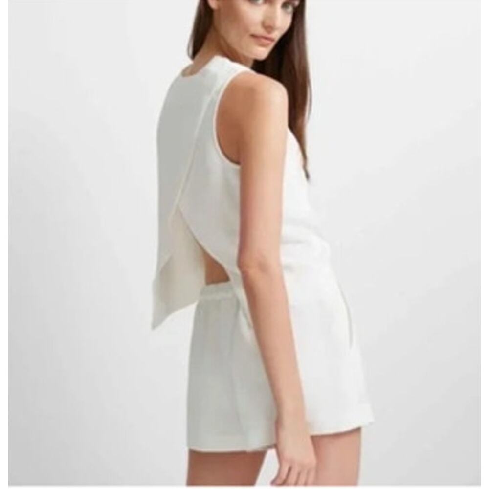 Club Monaco Lyndsey Shorts Romper Open Crisscross Back White Size 4